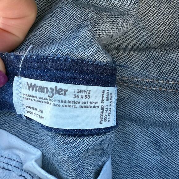 Vintage 90s Wrangler 13MWZ Cowboy Cut Original Fit Dark Blue Jeans 36x38 - Picture 4 of 8